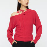 ONE SHOULDER KNIT TOP Red / Free