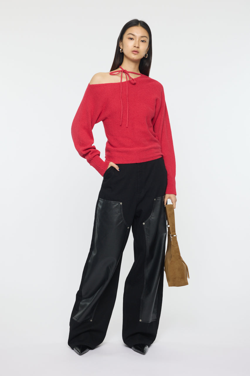 ONE SHOULDER KNIT TOP Red / Free