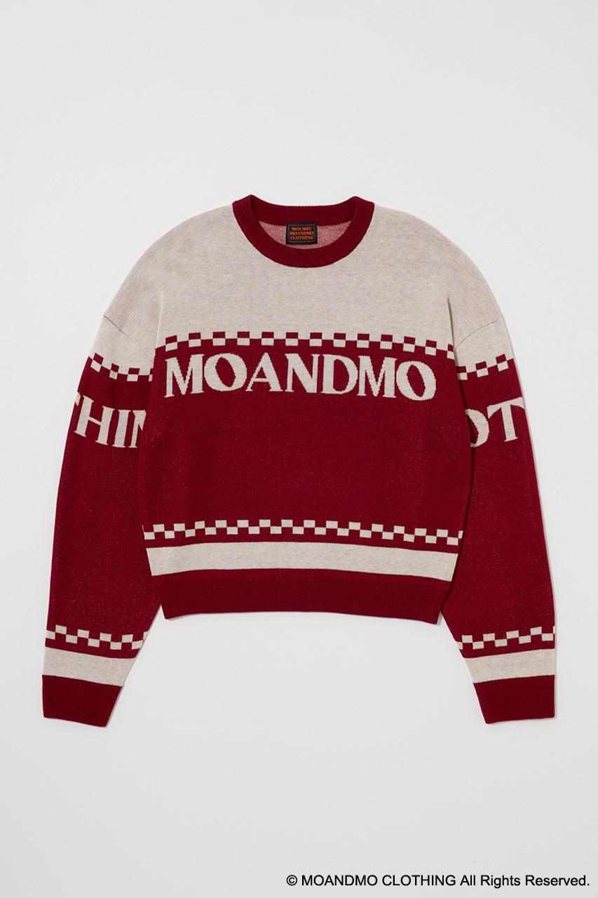 MOANDMO JACQUARD SWEATER Bordeaux / Free