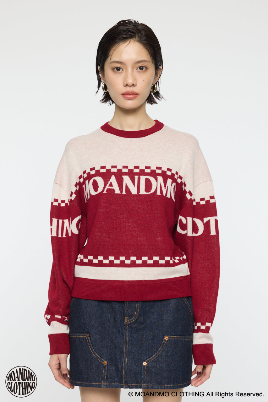 MOANDMO JACQUARD SWEATER Bordeaux / Free