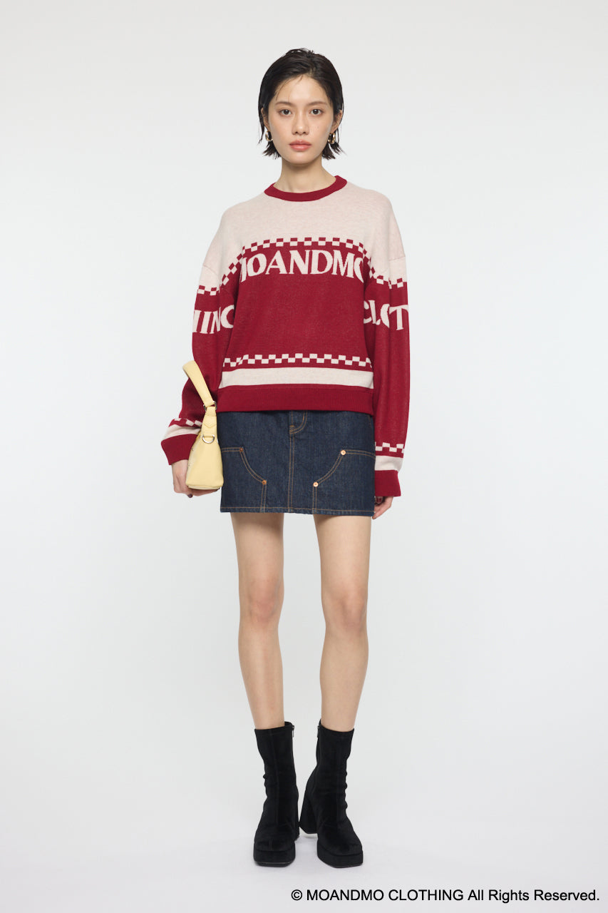 MOANDMO JACQUARD SWEATER Bordeaux / Free