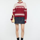 MOANDMO JACQUARD SWEATER Bordeaux / Free