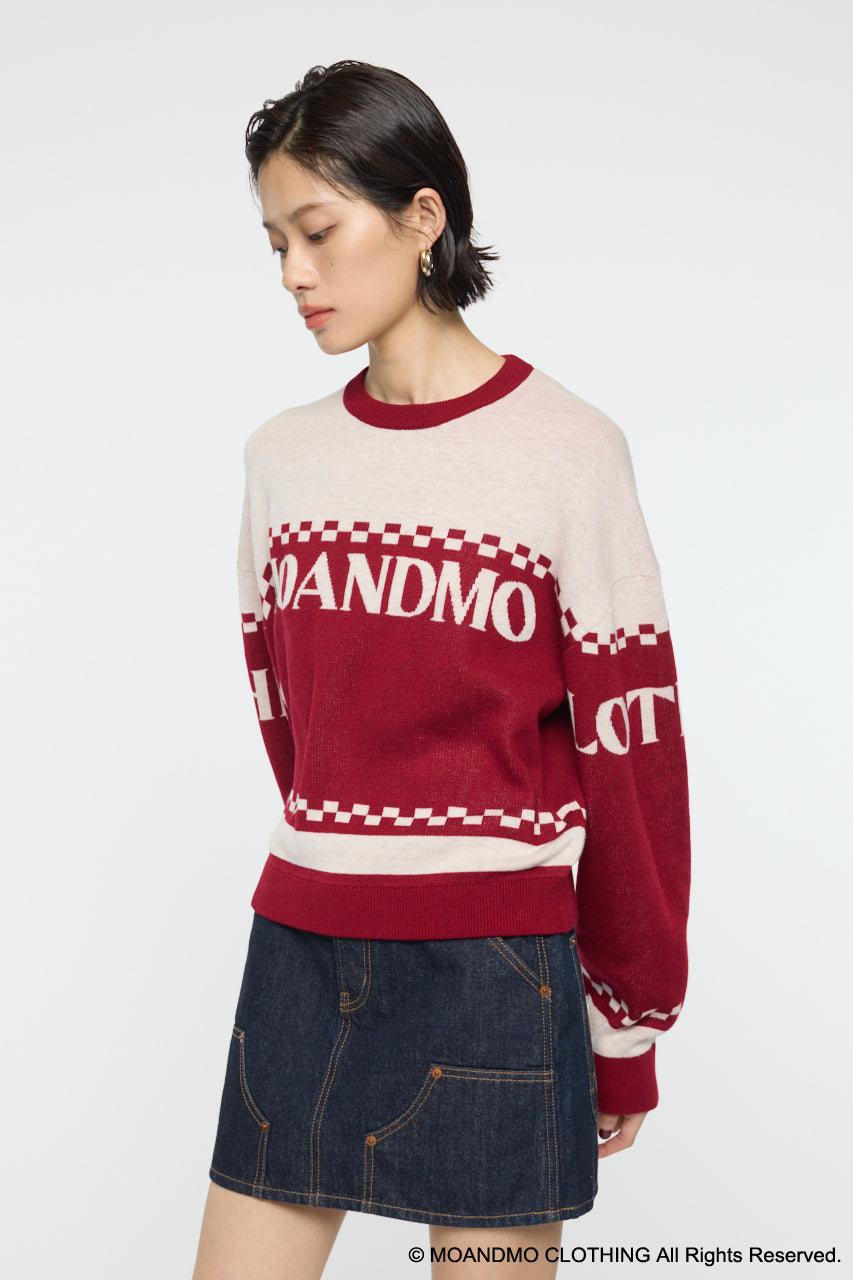 MOANDMO JACQUARD SWEATER Bordeaux / Free