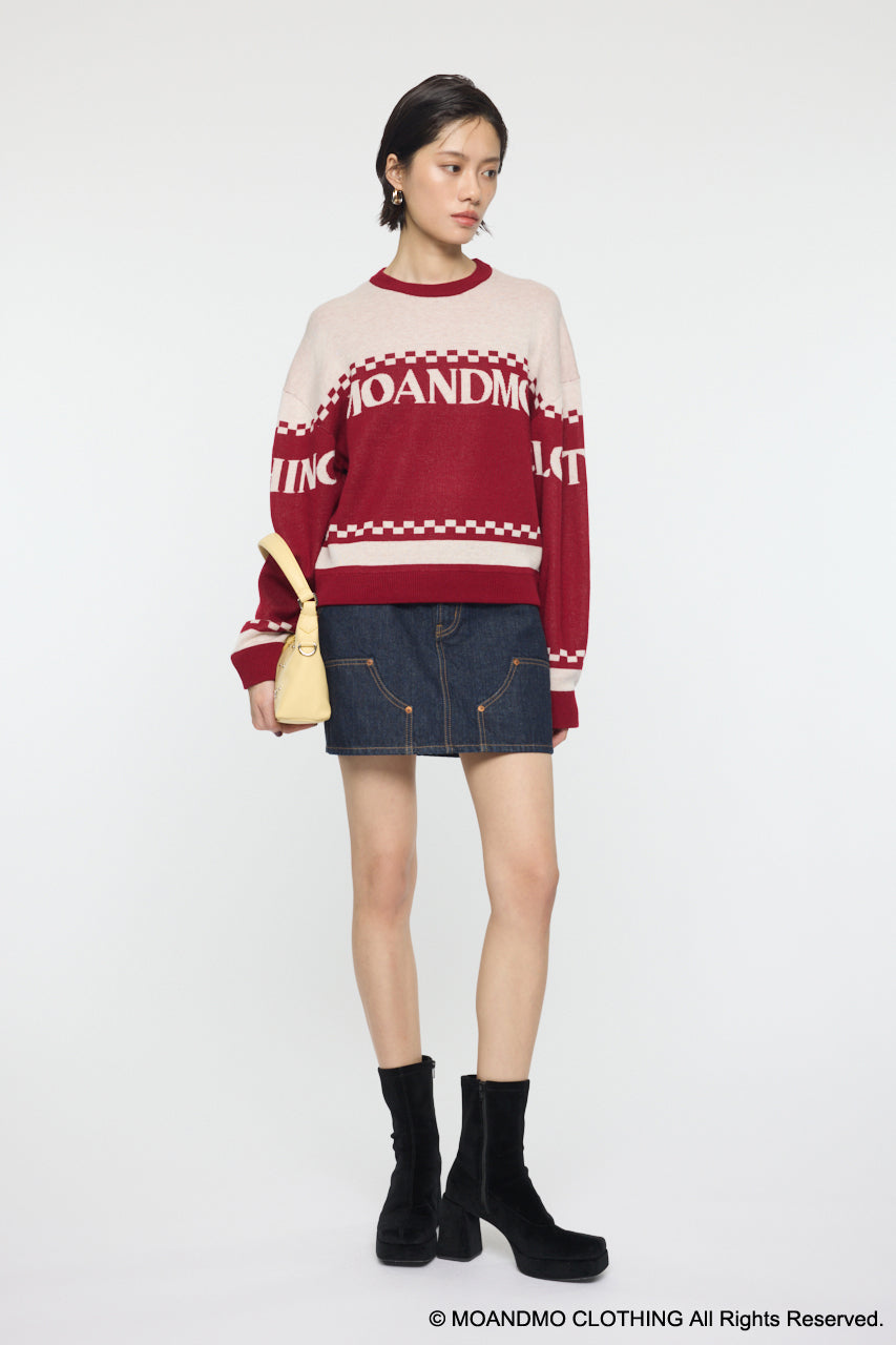 MOANDMO JACQUARD SWEATER Bordeaux / Free