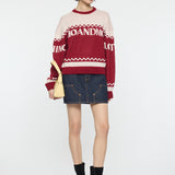 MOANDMO JACQUARD SWEATER Bordeaux / Free