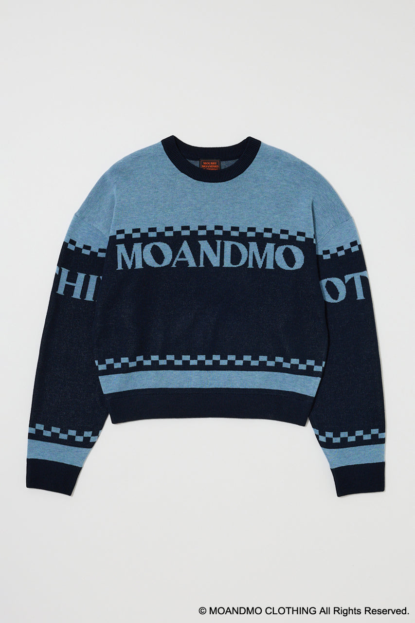 MOANDMO JACQUARD SWEATER Navy / Free