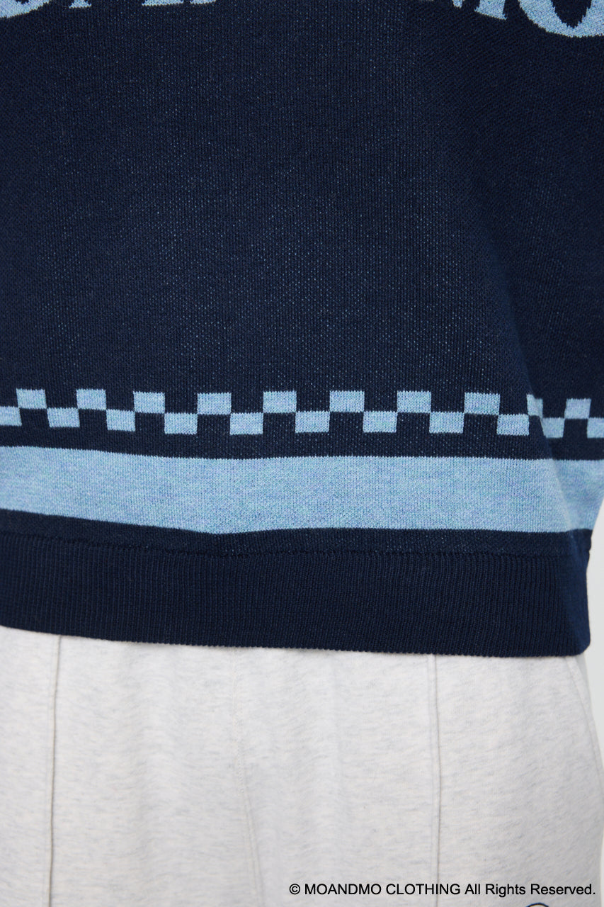 MOANDMO JACQUARD SWEATER Navy / Free