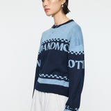 MOANDMO JACQUARD SWEATER Navy / Free