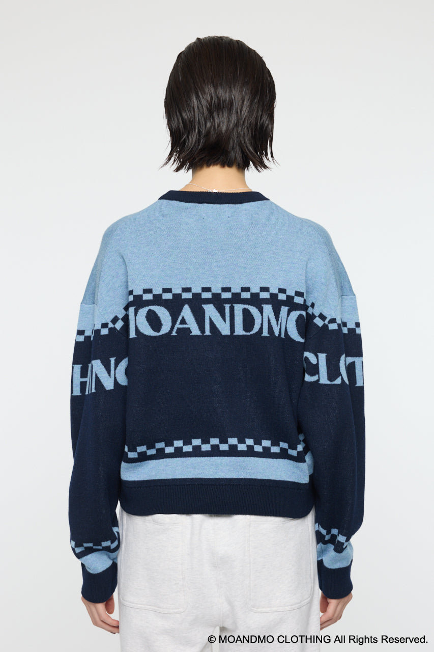 MOANDMO JACQUARD SWEATER Navy / Free