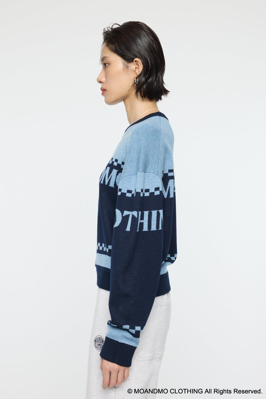 MOANDMO JACQUARD SWEATER Navy / Free