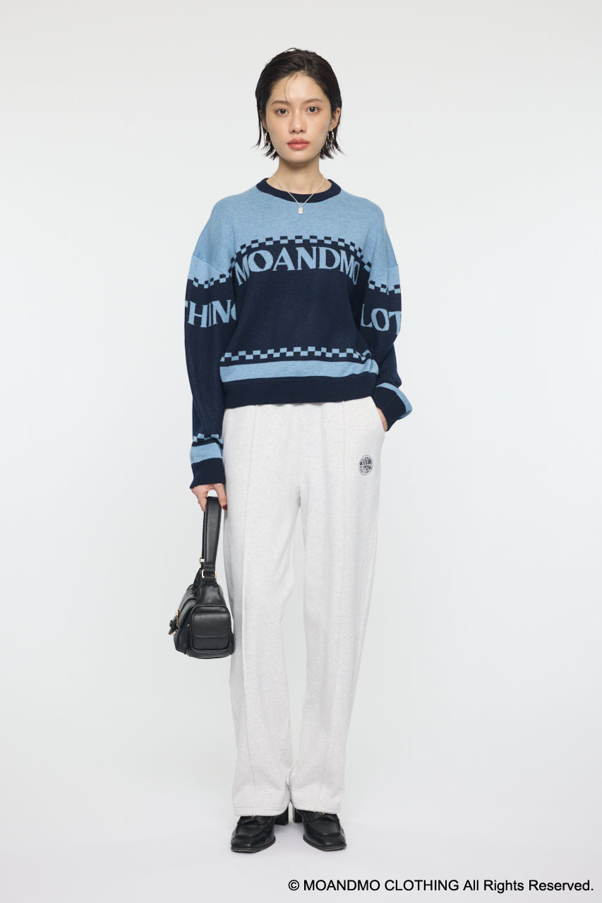 MOANDMO JACQUARD SWEATER Navy / Free