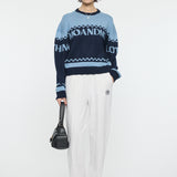 MOANDMO JACQUARD SWEATER Navy / Free