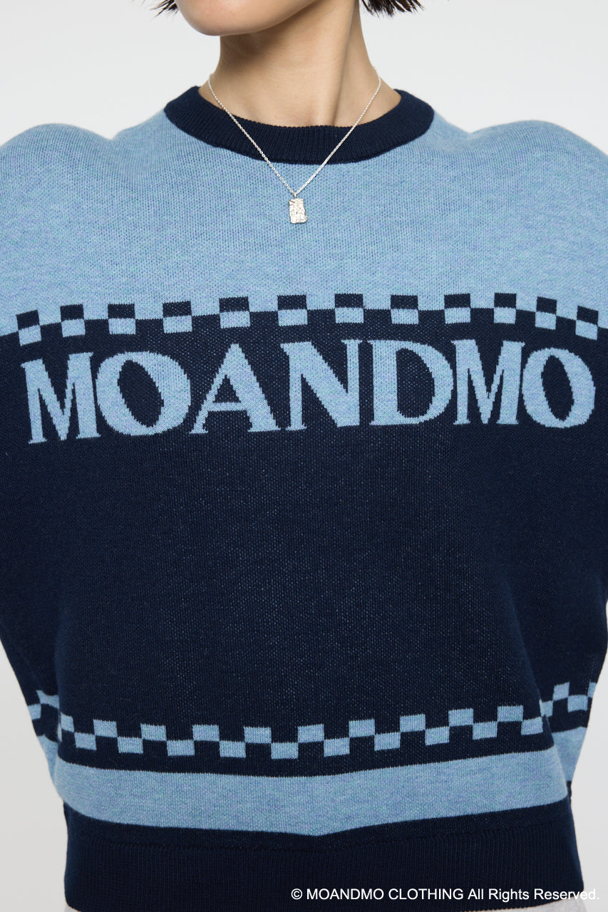 MOANDMO JACQUARD SWEATER Navy / Free