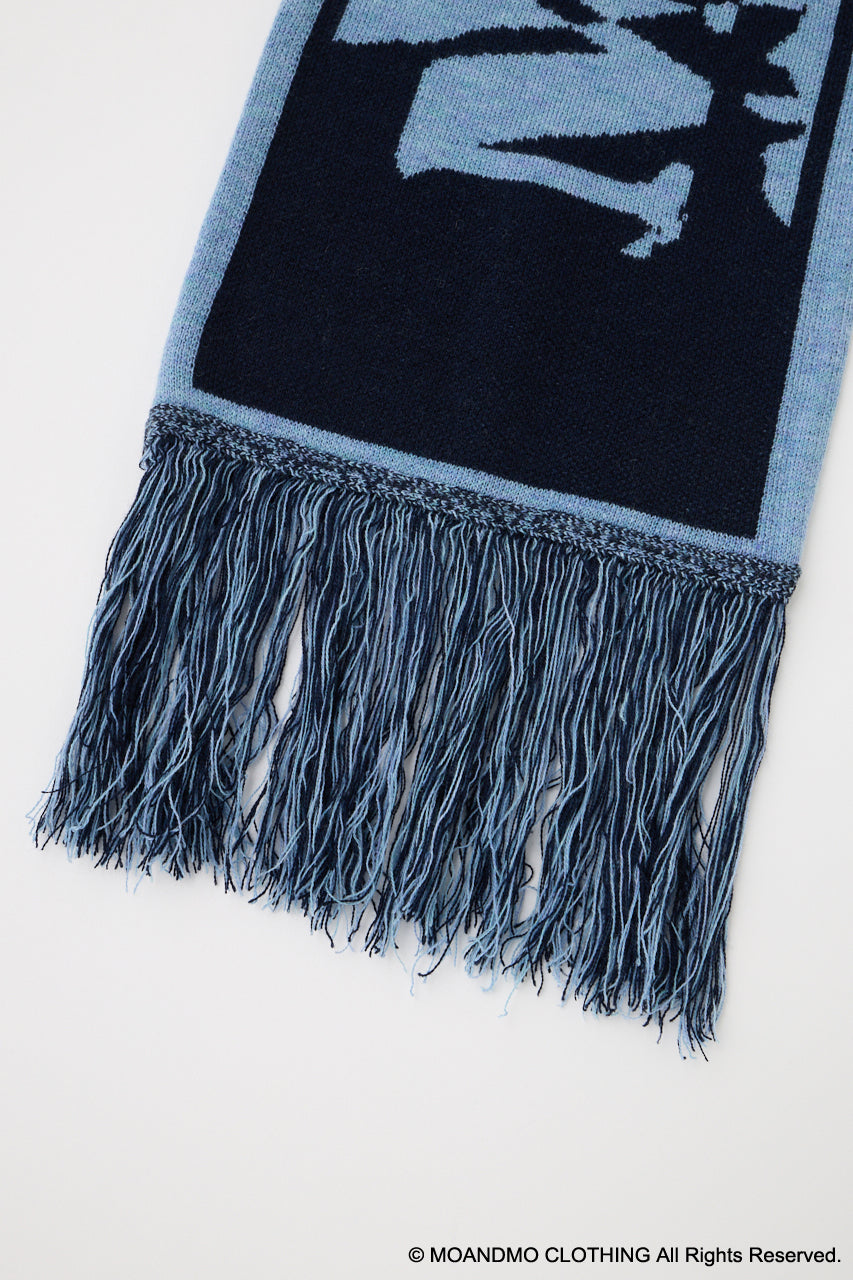 MOANDMO JACQUARD MUFFLER Navy / Free