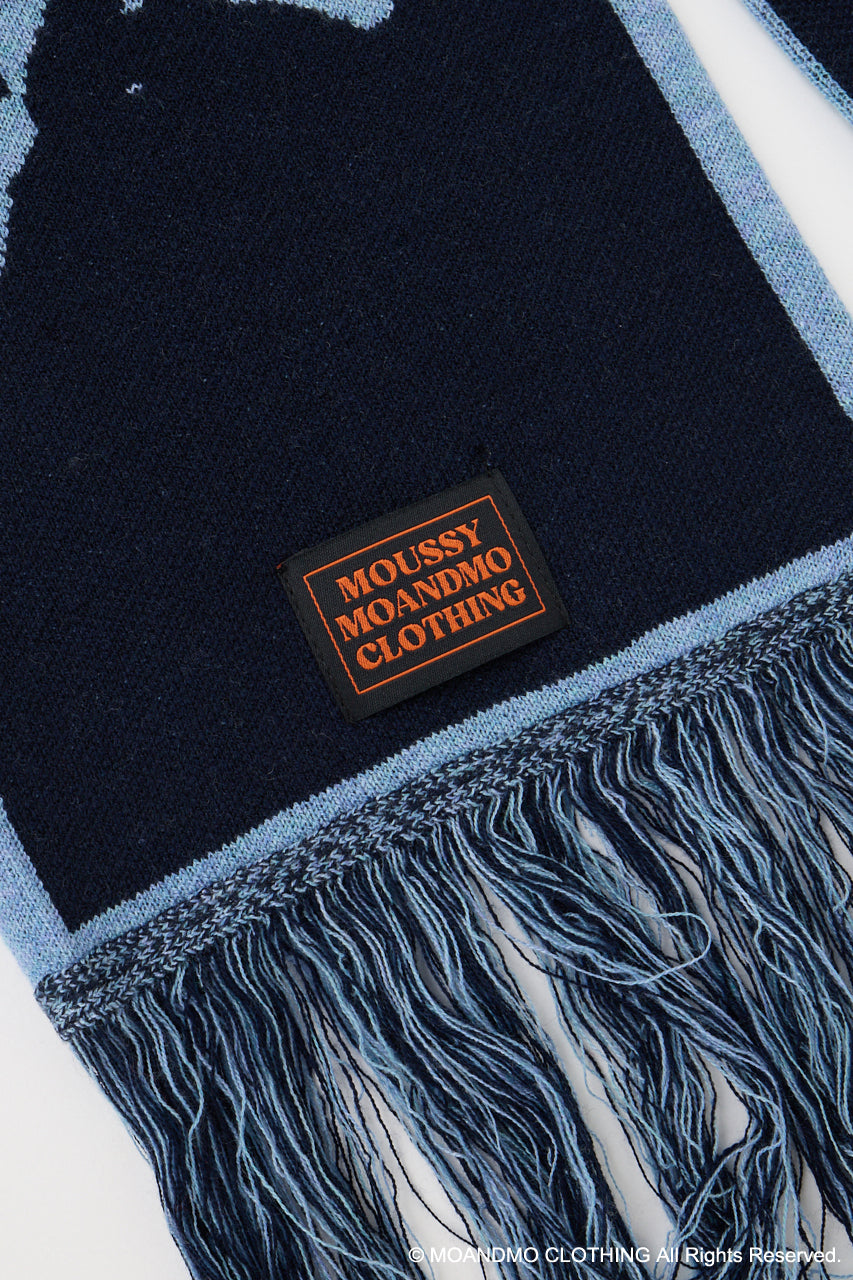 MOANDMO JACQUARD MUFFLER Navy / Free