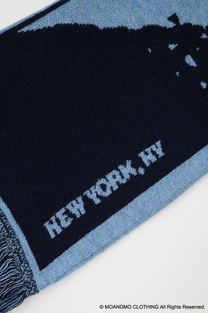 MOANDMO JACQUARD MUFFLER Navy / Free