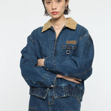 MOANDMO DENIM PADDED JACKET Dark Blue / Free