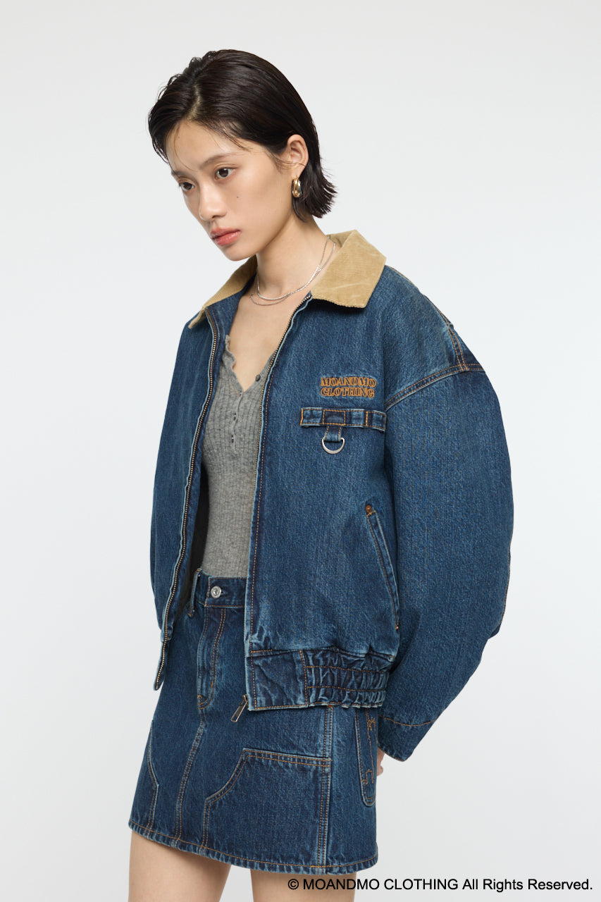 MOANDMO DENIM PADDED JACKET Dark Blue / Free