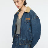 MOANDMO DENIM PADDED JACKET Dark Blue / Free