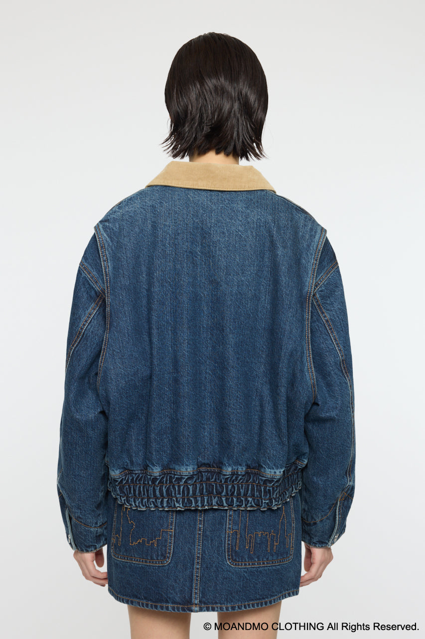 MOANDMO DENIM PADDED JACKET Dark Blue / Free