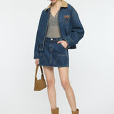 MOANDMO DENIM PADDED JACKET Dark Blue / Free