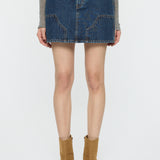 MOANDMO EMBROIDERY MINI SKIRT Dark Blue / 1 (S)