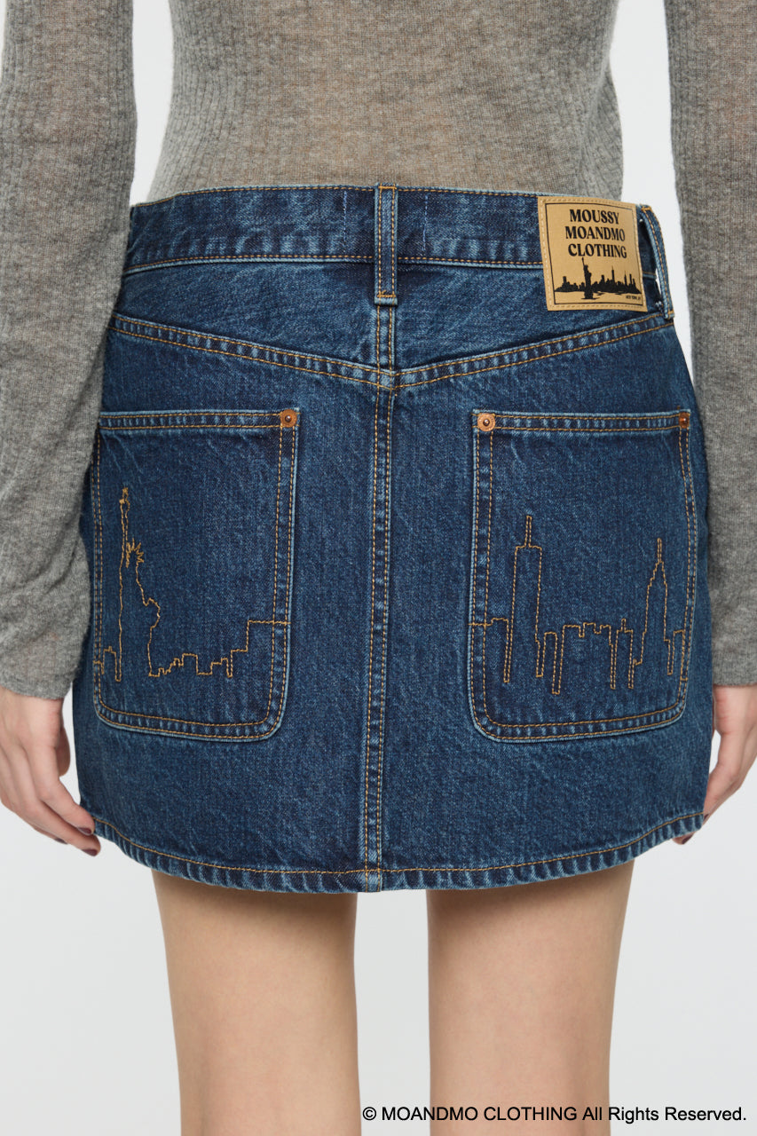 MOANDMO EMBROIDERY MINI SKIRT Dark Blue / 1 (S)