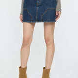 MOANDMO EMBROIDERY MINI SKIRT Dark Blue / 1 (S)