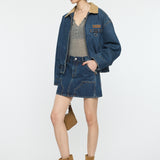 MOANDMO EMBROIDERY MINI SKIRT Dark Blue / 1 (S)