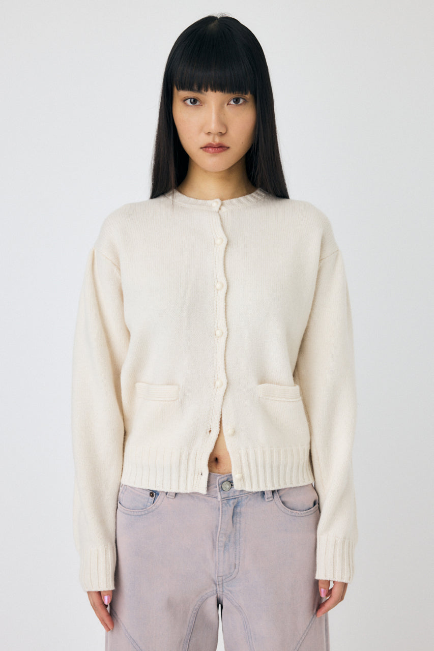 カーディガン moussy EMBLEM BUTTON SHORT CARIDIGAN Short-sleeved knit cardigan