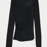 SQUARE NECK GATHER TOP Black / Free