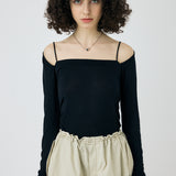 SQUARE NECK GATHER TOP Black / Free