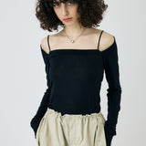 SQUARE NECK GATHER TOP Black / Free