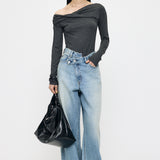 ASYMMETRY TWIST NECK TOP