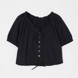 SCOOP NECK PIN TUCK BLOUSE Black / Free