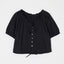 SCOOP NECK PIN TUCK BLOUSE Black / Free