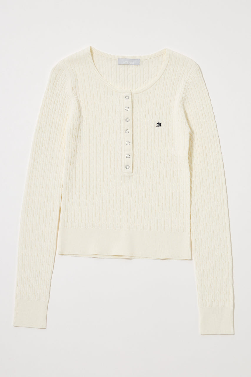 HENRY NECK CABLE KNIT TOP Ivory / Free