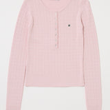 HENRY NECK CABLE KNIT TOP Light Pink / Free