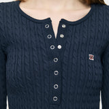 HENRY NECK CABLE KNIT TOP Navy / Free