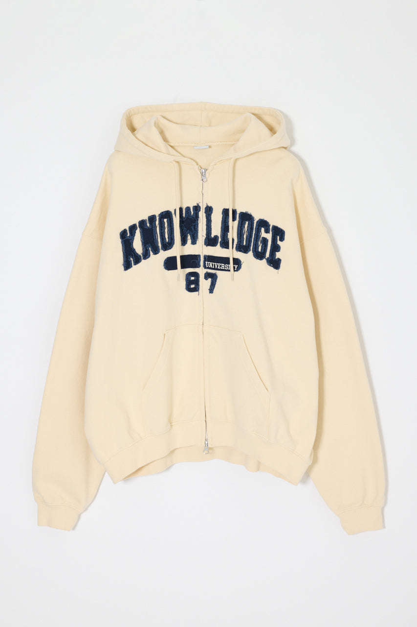 COLLEGIATE ZIP HOODIE Ecru / Free