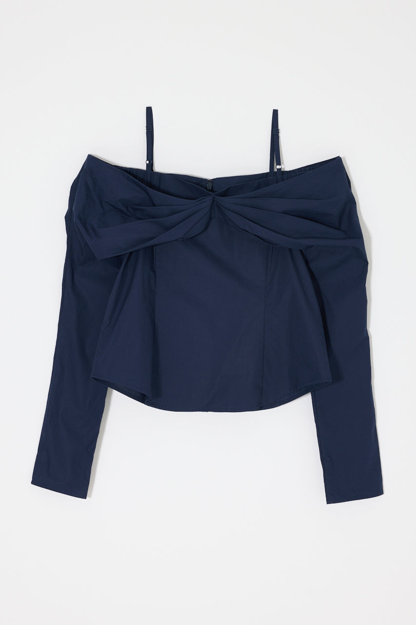 RIBBON OFF SHOULDER BLOUSE Navy / 1 (S)