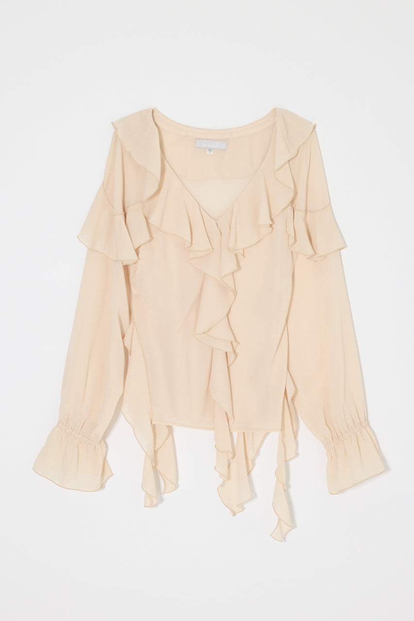 CHIFFON RUFFLE BLOUSE Ivory / Free
