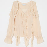 CHIFFON RUFFLE BLOUSE Ivory / Free
