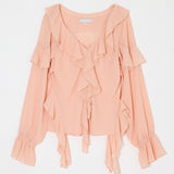 CHIFFON RUFFLE BLOUSE Light Pink / Free