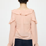 CHIFFON RUFFLE BLOUSE Light Pink / Free