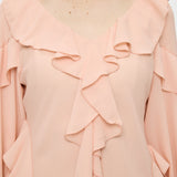 CHIFFON RUFFLE BLOUSE Light Pink / Free