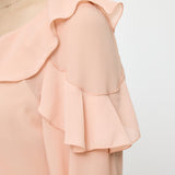 CHIFFON RUFFLE BLOUSE Light Pink / Free