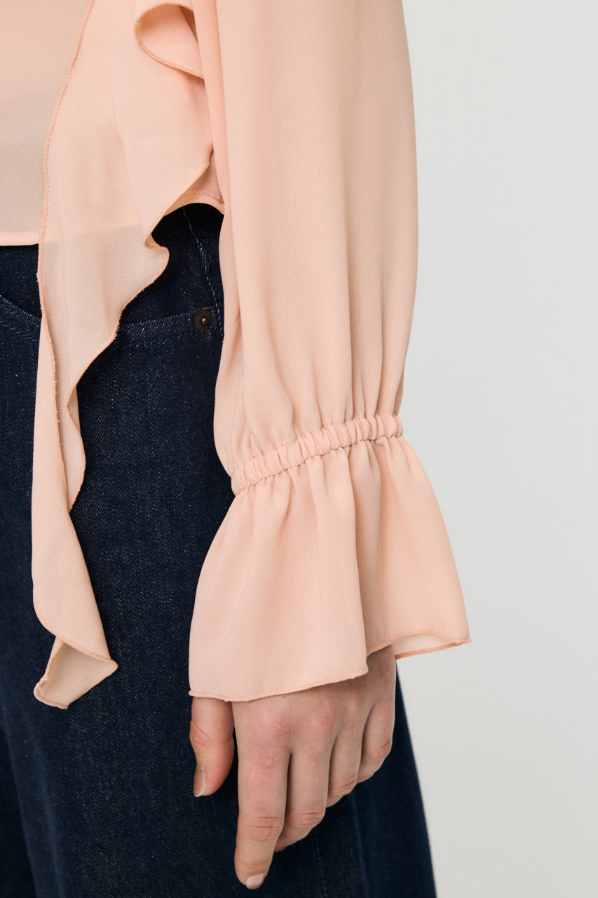 CHIFFON RUFFLE BLOUSE Light Pink / Free
