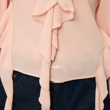 CHIFFON RUFFLE BLOUSE Light Pink / Free