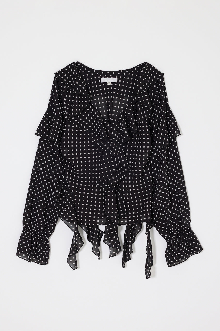 CHIFFON RUFFLE BLOUSE Multi Black / Free
